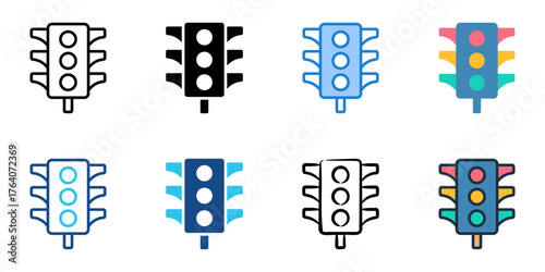 Traffic light icon set multiple style collection 
