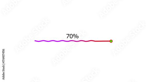 A dynamic cyan red color line loading illustration, and processing to complete 1 to 70% illustration. 70 percent loading icon diagrams modern design concept illustration.