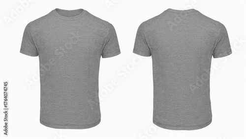 Wallpaper Mural Heather grey t shirt front and back view flat lay concept, isolated on white background Torontodigital.ca