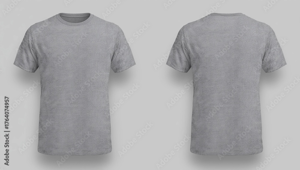 custom made wallpaper toronto digitalHeather grey t shirt front and back view flat lay concept, isolated on white background