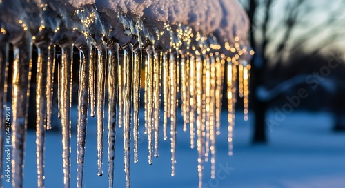 Golden Icicles - A Winters Glimmering Display of Frozen Beauty.