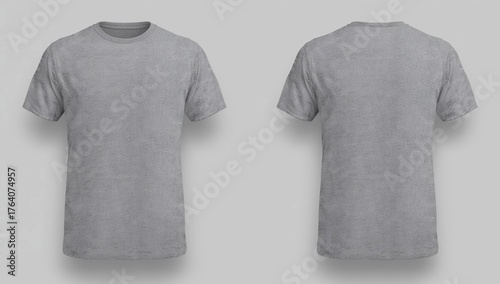 Wallpaper Mural Heather grey t shirt front and back view flat lay concept, isolated on white background Torontodigital.ca