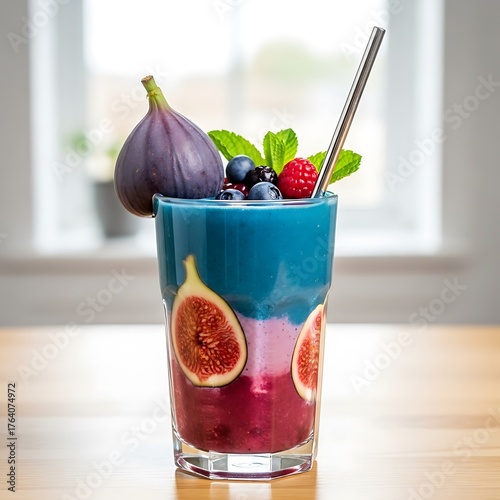 Colorful Fig and Berry Smoothie - A Refreshing and Healthy Treat.
