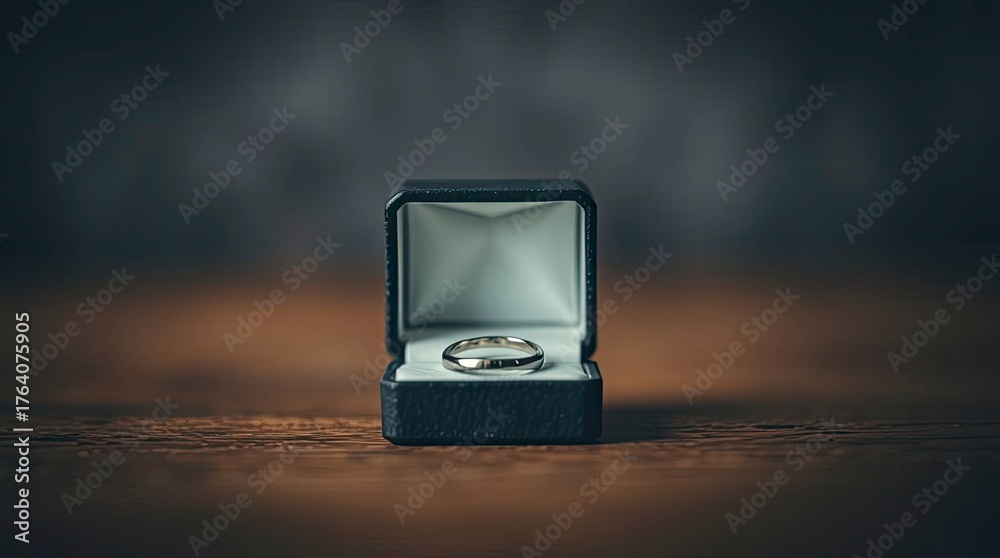 Fototapeta premium Moody Ring Box with Blurred Bokeh Effect and Soft Background Focus