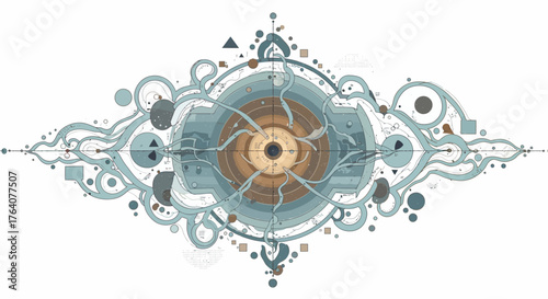 Abstract Eye of Perception with Geometric Elements.