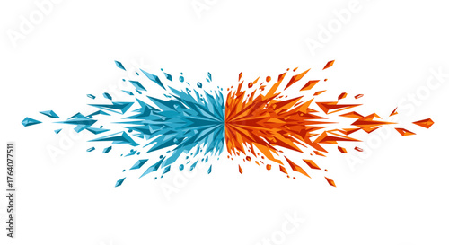 Abstract Ice and Fire Explosion Design on White.