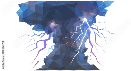 Stormy Weather - A Low Poly Illustration of Lightning and Clouds.