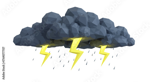 Stormy Weather with Lightning and Rain Illustration.
