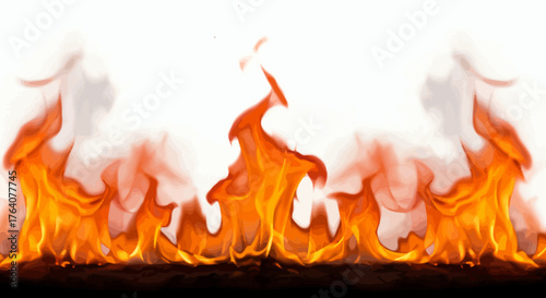 Vibrant Flames Dancing Against a White Backdrop.