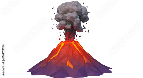 Volcanic Eruption with Lava Flow and Ash Cloud.