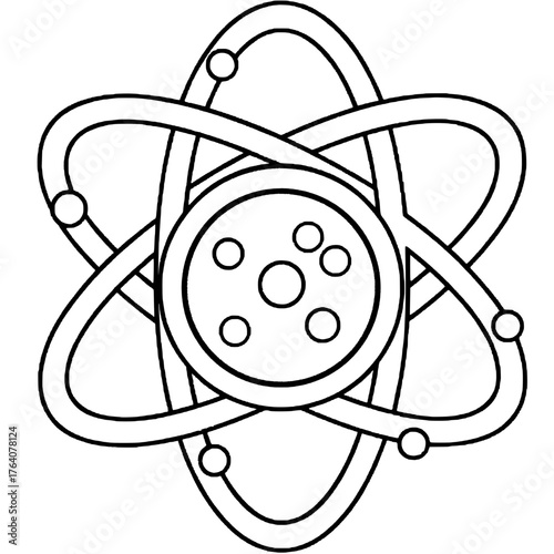 black and white illustration of atomic