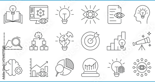 Insight-related line icons set. Vector editable stroke.