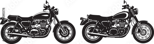 Two classic motorcycle silhouettes side by side