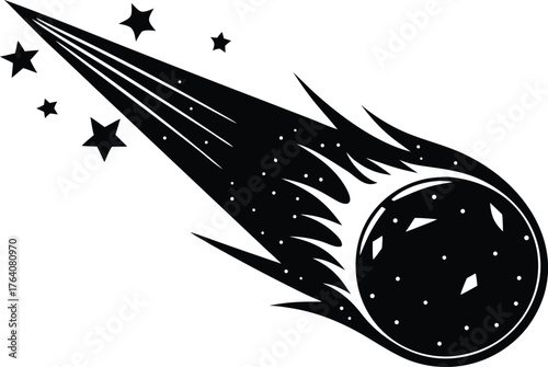 meteor comet silhouette vector