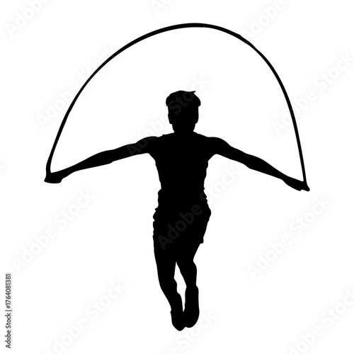 Silhouette of a Person Jumping Rope for Exercise
