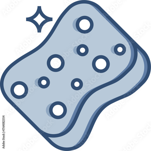 Sponge cleaner vector icon with transparent background. Changeable blue color design.