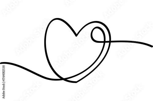 illustration of a heart with continuous line design. Attractive abstract line art design.