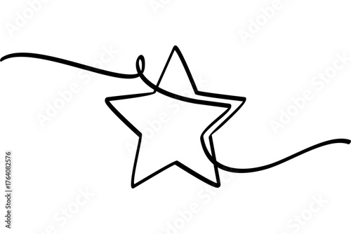 continuous line design star illustration. interesting abstract line art design