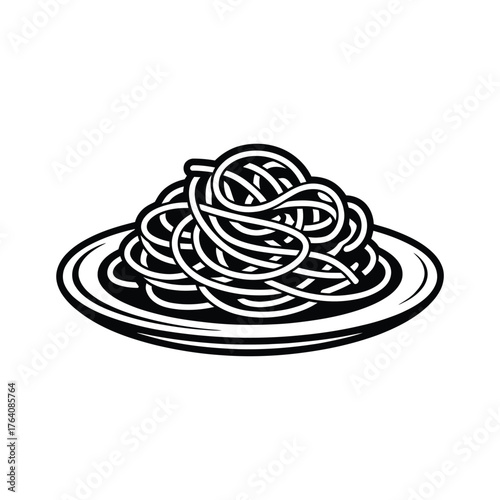 Hand drawn illustration of spaghetti on a plate