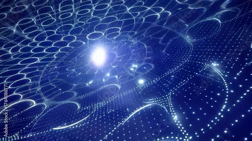  Abstract Digital Network Animation with Glowing Particles and Flowing Lines
