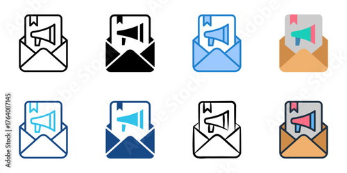 Email marketing icon set multiple style collection 
