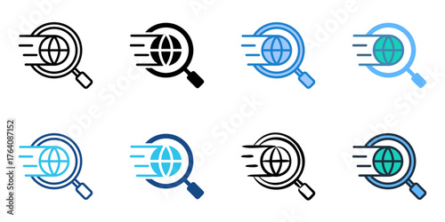 Search engine optimization icon set multiple style collection 
