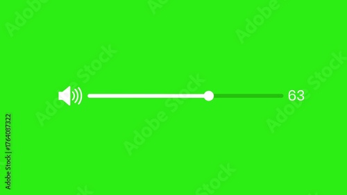 Speaker volume slider animation from 0 to 100 on green screen background