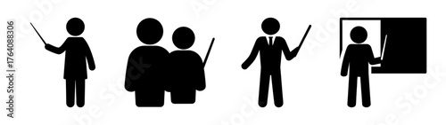 Diverse teaching icon set educator presenter instructor lecture classroom learning education icons
