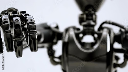  Robotic Hand Close-Up in High-Contrast Black and White
