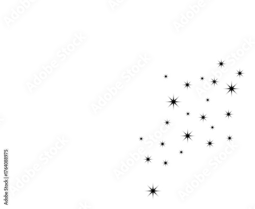 Stars on sky icon isolated flat design. stars black background white