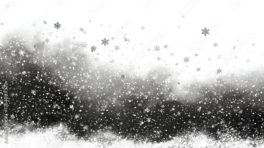 Obraz premium Snow snowfall falling snowflakes transparent overlay winter background Stock Illustration