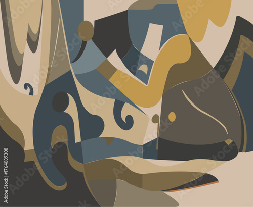 Modern Abstract Vector with Earthy Cubist Shapes