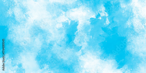 Abstract white and blue isolated cloud cumulus clouds. blue aquarelle painted realistic fog or mist smoky textured canvas design. White and ash messy wall stucco texture background.	