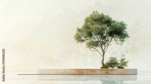 Exploring the Symbolism of a Geometric Tree Against a White Background for Future Education Concepts