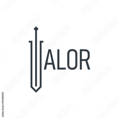 Valor logo with abstract sword-shaped V-shaped letter design