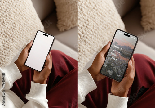 Smartphone Mockup With Website Design PSD