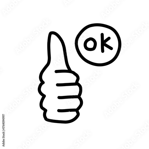thumbs up rating ok hand drawing