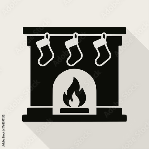 Silhouette of a fireplace with stockings