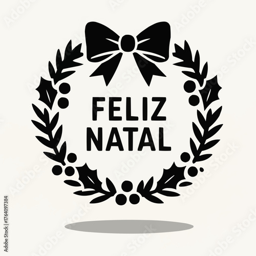 Feliz Natal wreath with bow and berries