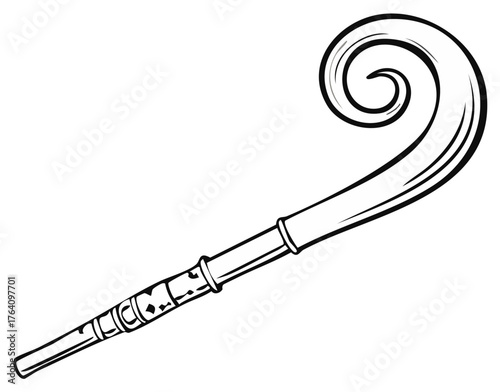 Festive Party Noise Maker Design, Celebration Noisemaker Graphic, Spiral New Years Eve Celebration Tool Silhouette