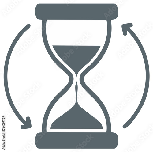 Hourglass with Refresh Arrows Icon Symbolizing Time Management and Process Loop