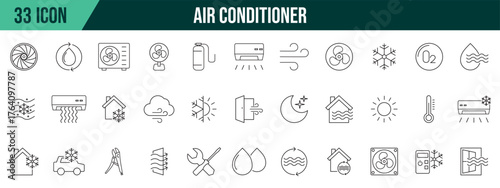 Air conditioner collection, editable and resizable vector icon templates