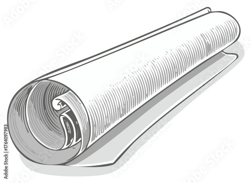 Vintage engraved illustration of a rolled paper scroll document certificate or diploma