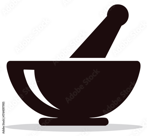 Traditional Pharmacy Mortar and Pestle Icon for Medicine and Apothecary