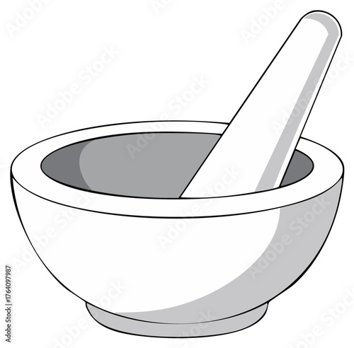 Mortar and pestle white grinding culinary preparation pharmaceutical tool