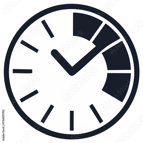 Progress indicator clock design showing time intervals in minimalist style