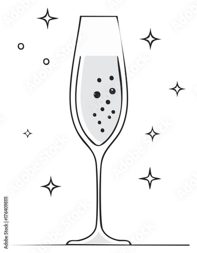 Celebration toast Champagne glass vector illustration for holidays or special events festive beverage design
