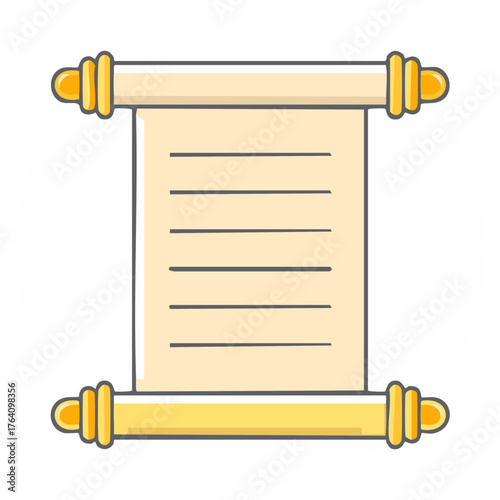 Ancient scroll with blank lines and golden rollers for text