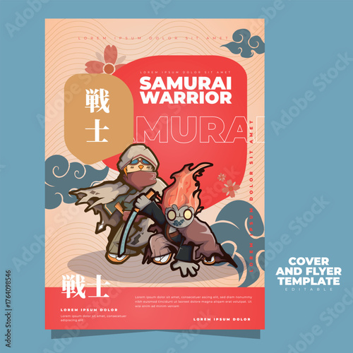 Cover and flyer with a samurai character
