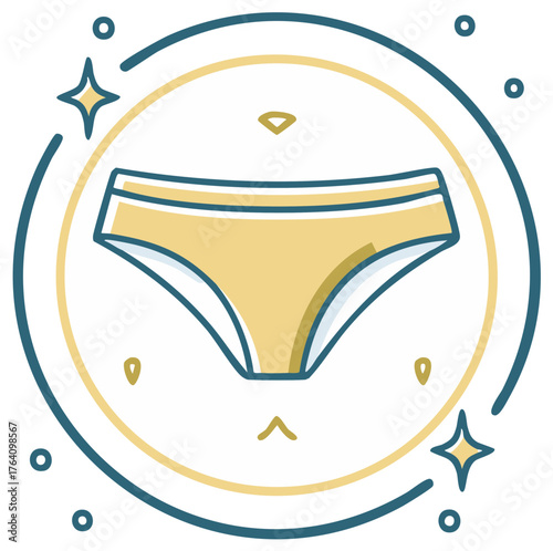 Women's sparkling clean panties icon, laundry and hygiene vector illustration